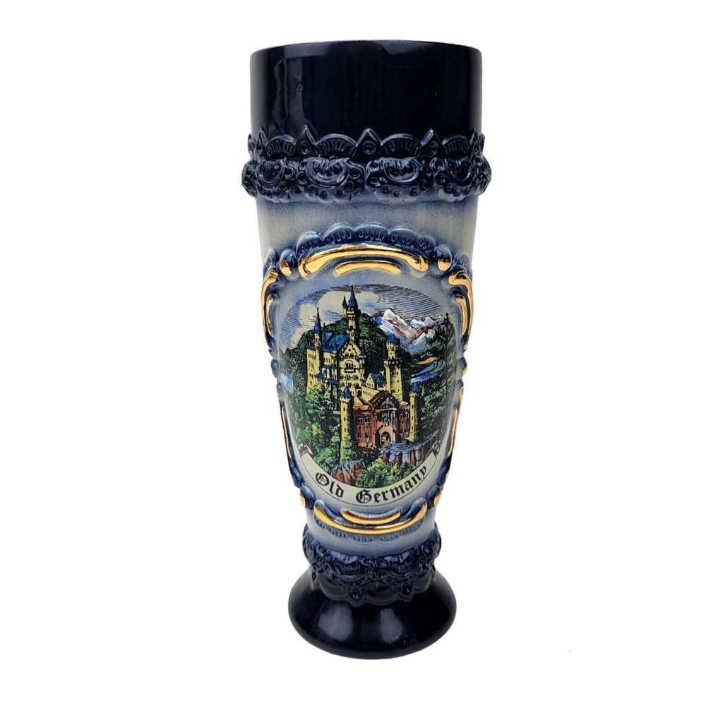 Vintage Original King Beer Stein Vase Old Germany Hand Painted  9.25” Cobalt 153